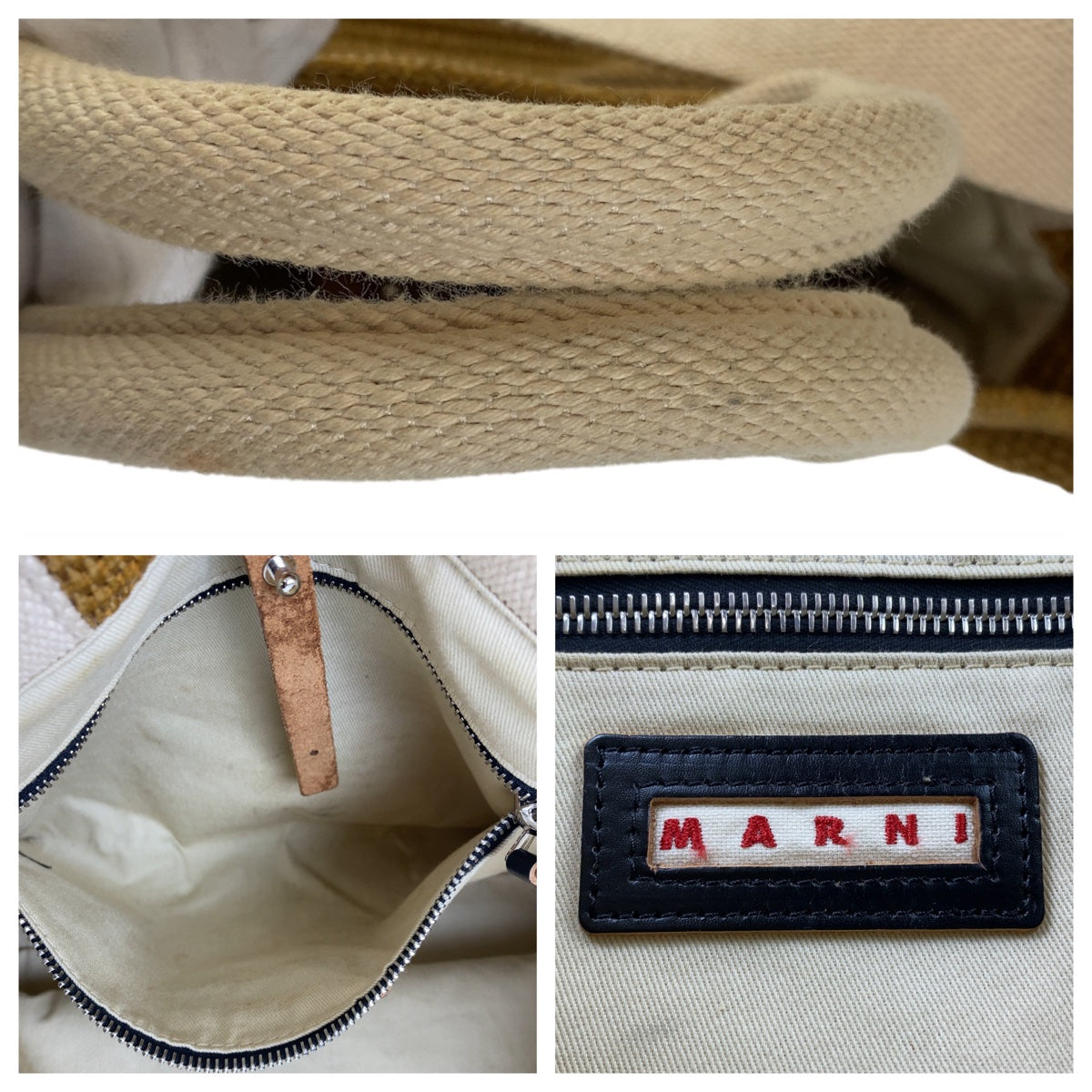 MARNI Beige Cotton 2way Tote Shoulder Bag in Very Good Condition