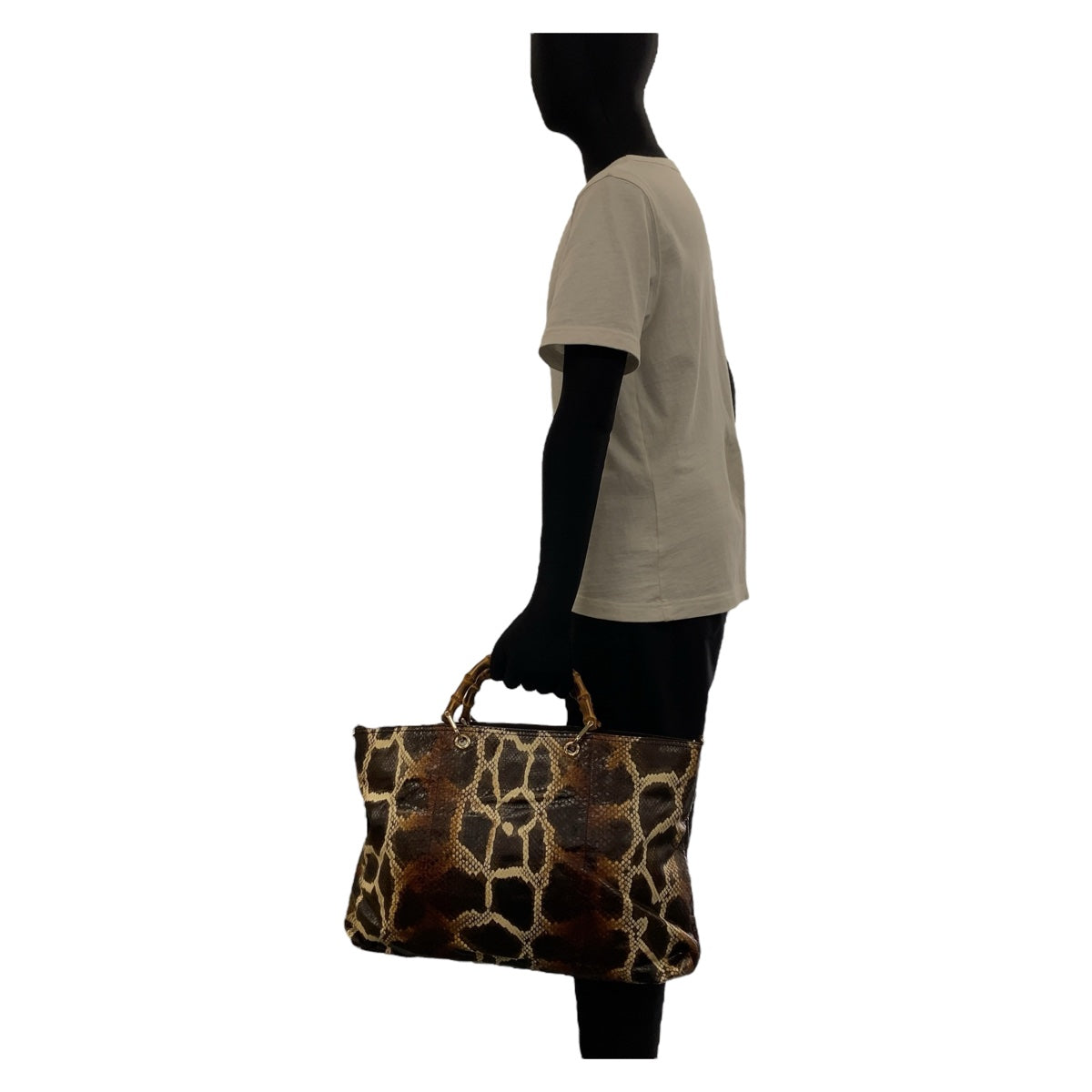 Gucci Python Bamboo Tote Bag 323664 in Very Good Condition