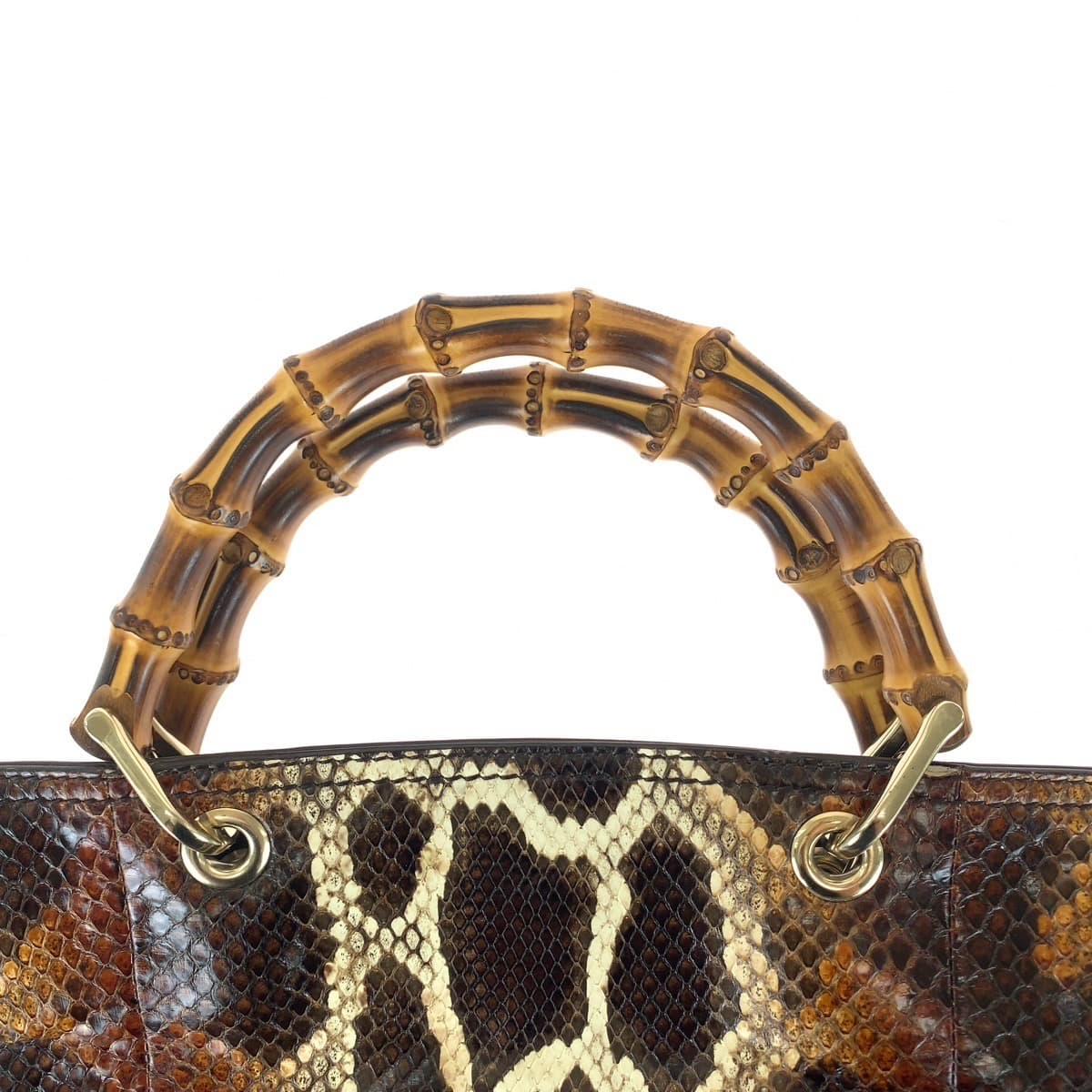 Gucci Python Bamboo Tote Bag 323664 in Very Good Condition