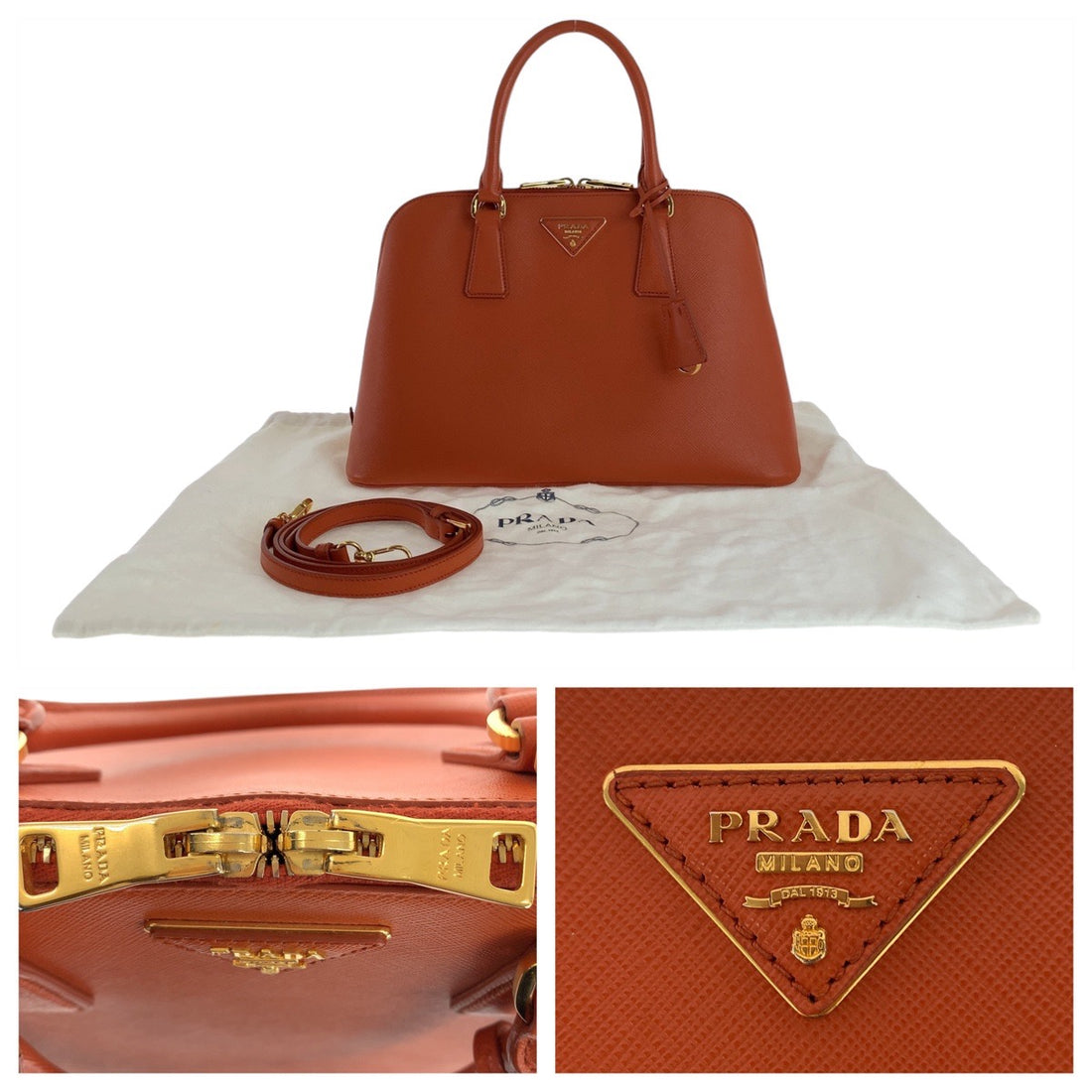 Prada Saffiano Leather Triangle Logo 2way Bag