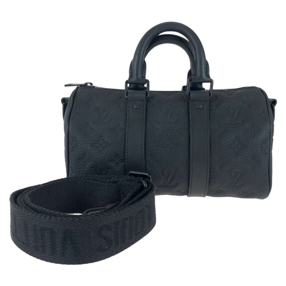 Louis Vuitton Monogram Keepall Bandouliere 25 Black Leather Bag