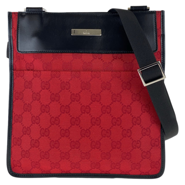 Gucci GG Canvas Leather Shoulder Bag Red