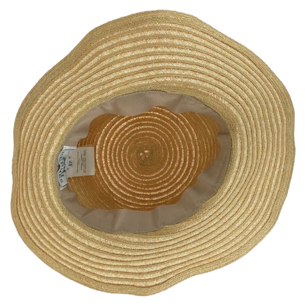 Hermes Linen Raffia Straw Hat 57