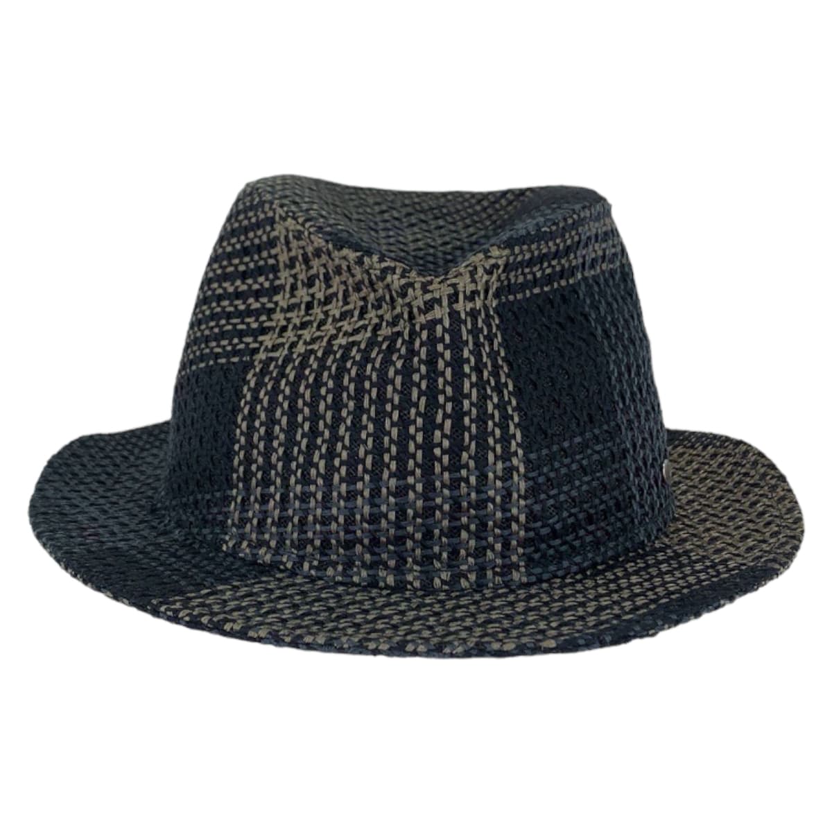 Hermes Silk/Linen Travis Hat Black Beige Navy