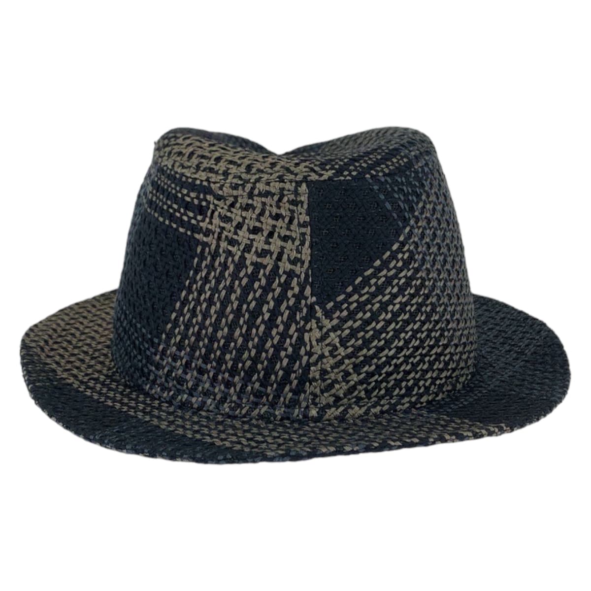 Hermes Silk/Linen Travis Hat Black Beige Navy