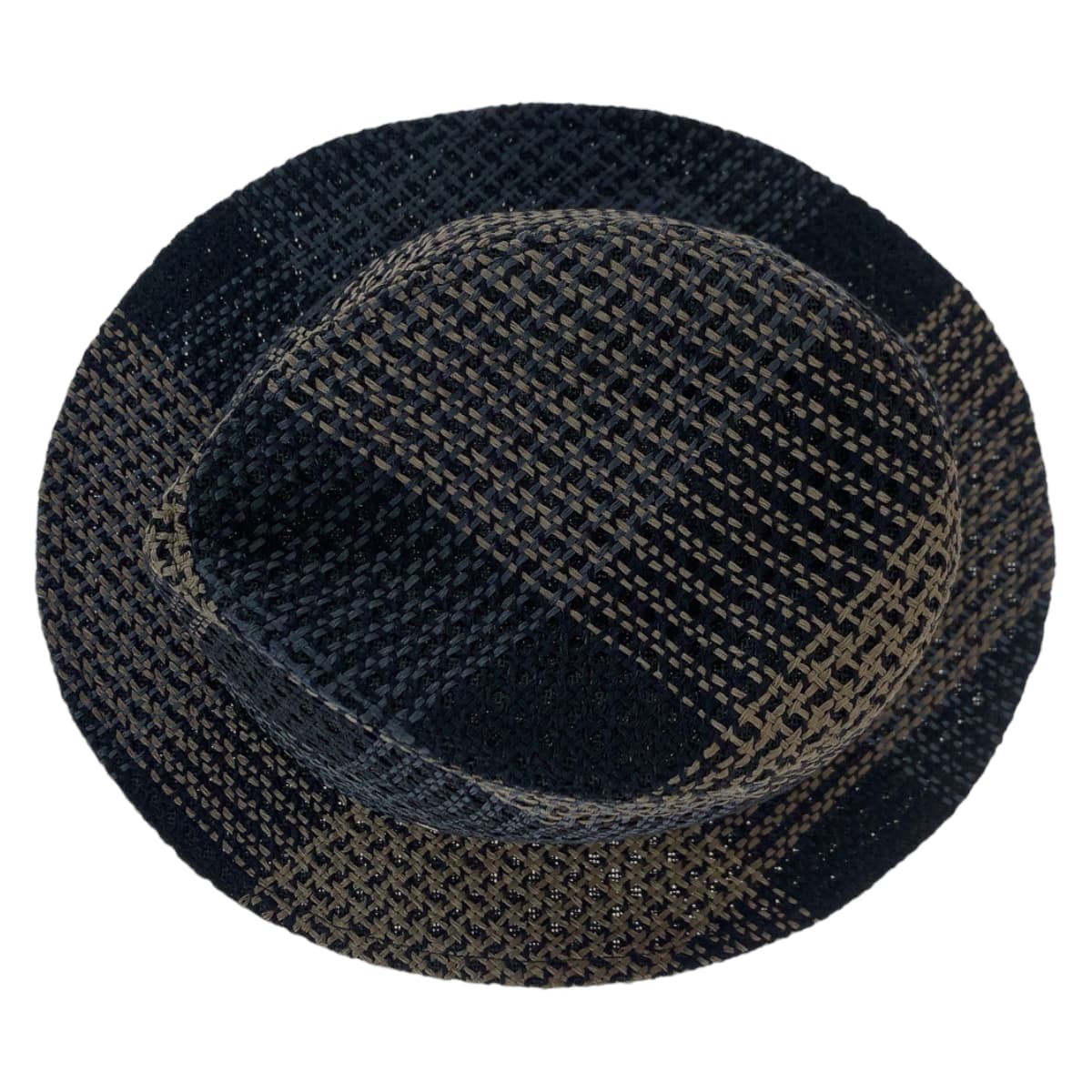 Hermes Silk/Linen Travis Hat Black Beige Navy