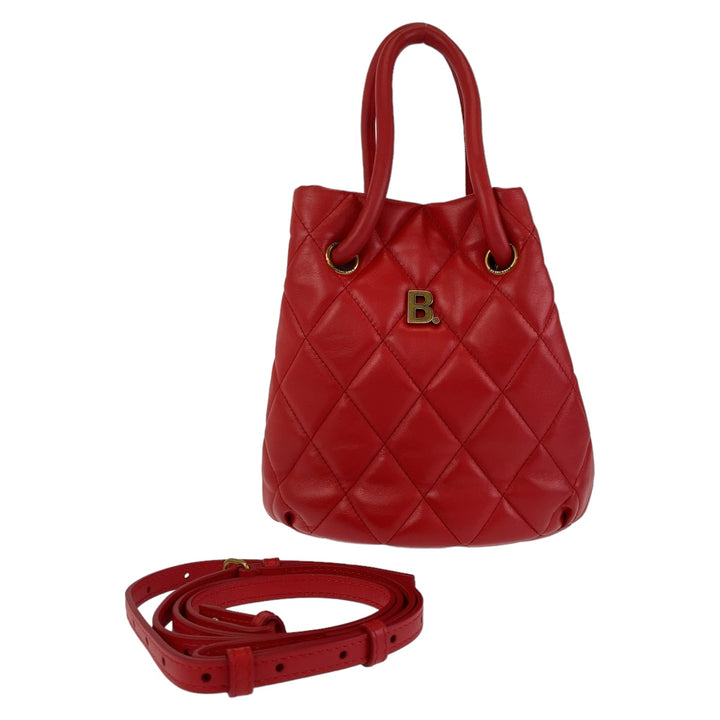 Balenciaga B Bucket Bag Red Leather 2way