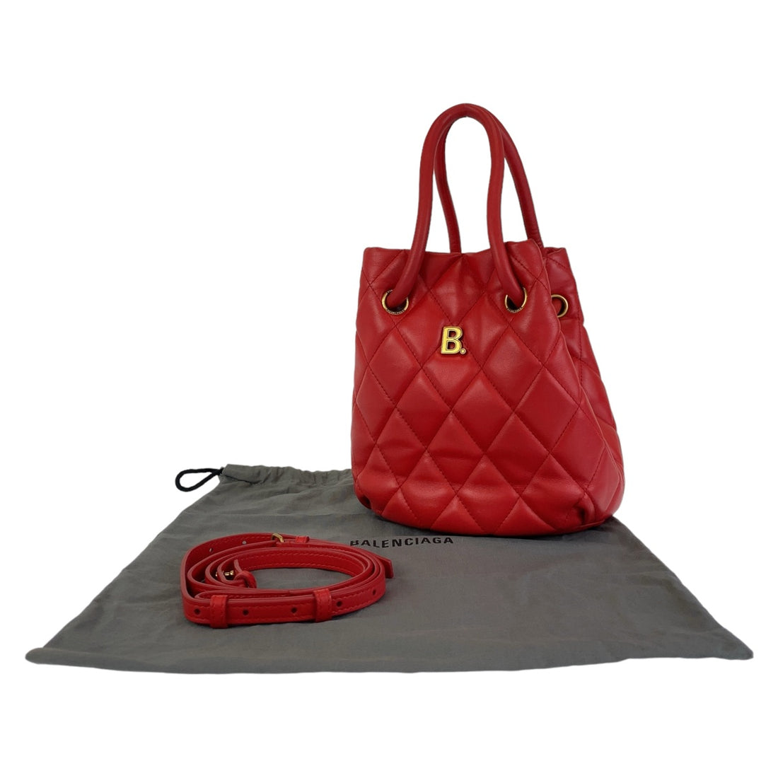 Balenciaga B Bucket Bag Red Leather 2way