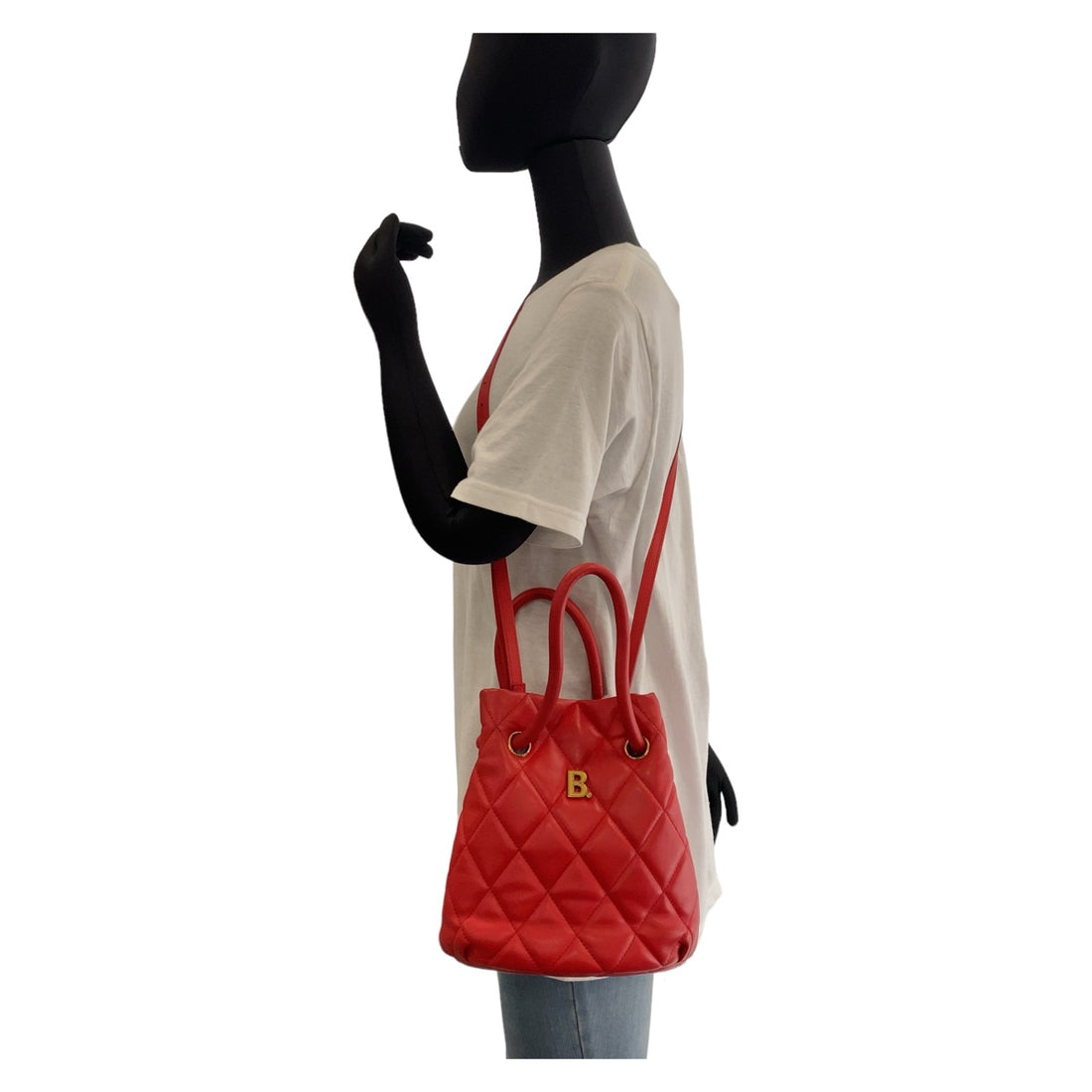 Balenciaga B Bucket Bag Red Leather 2way