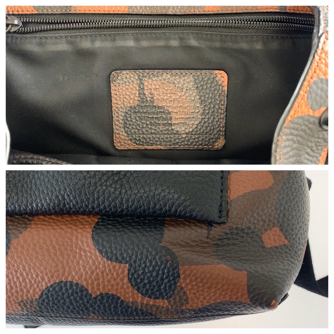 Coach Manhattan Camouflage Leather Backpack