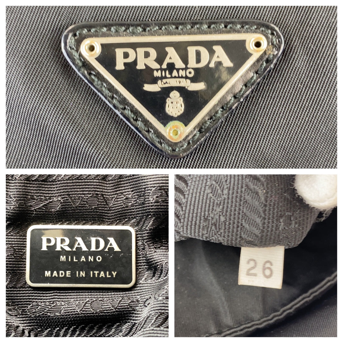 Prada Nylon Leather Tessuto Logo Shoulder Bag