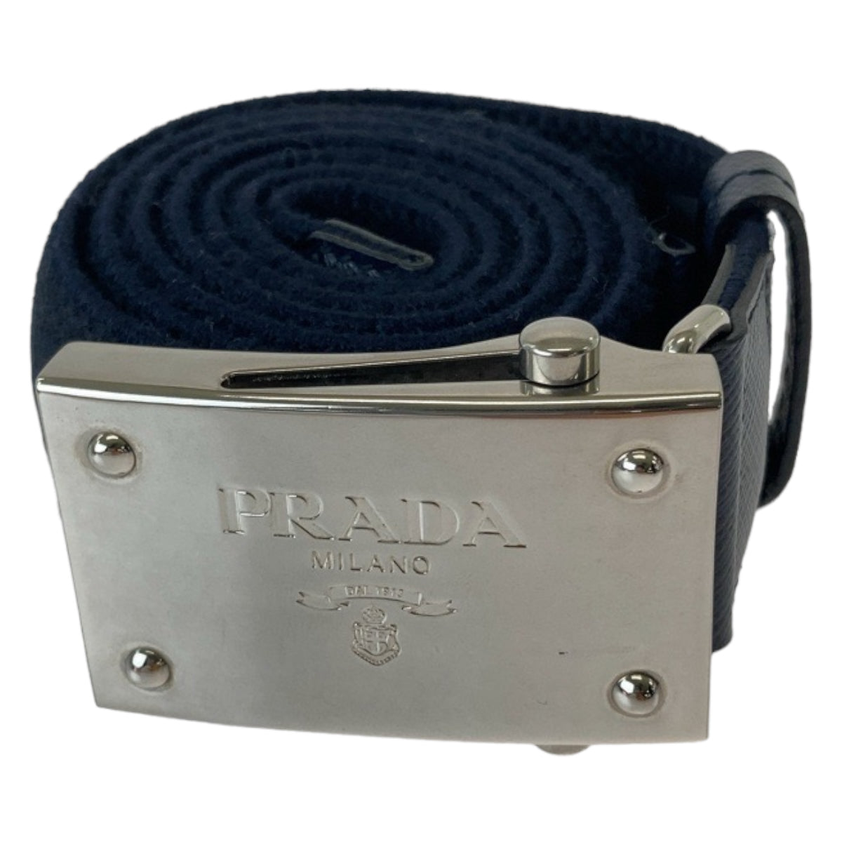 Prada Navy Wool Acrylic Rayon Belt for Men in Great Condition