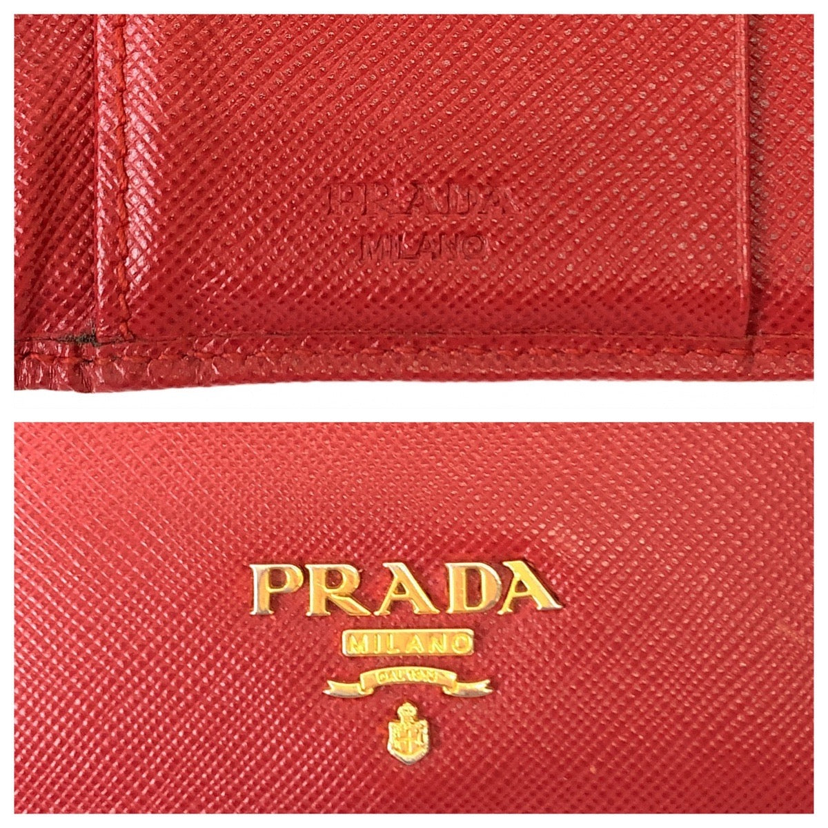 Prada Saffiano Leather Compact Wallet 407802 in Very Good Condition