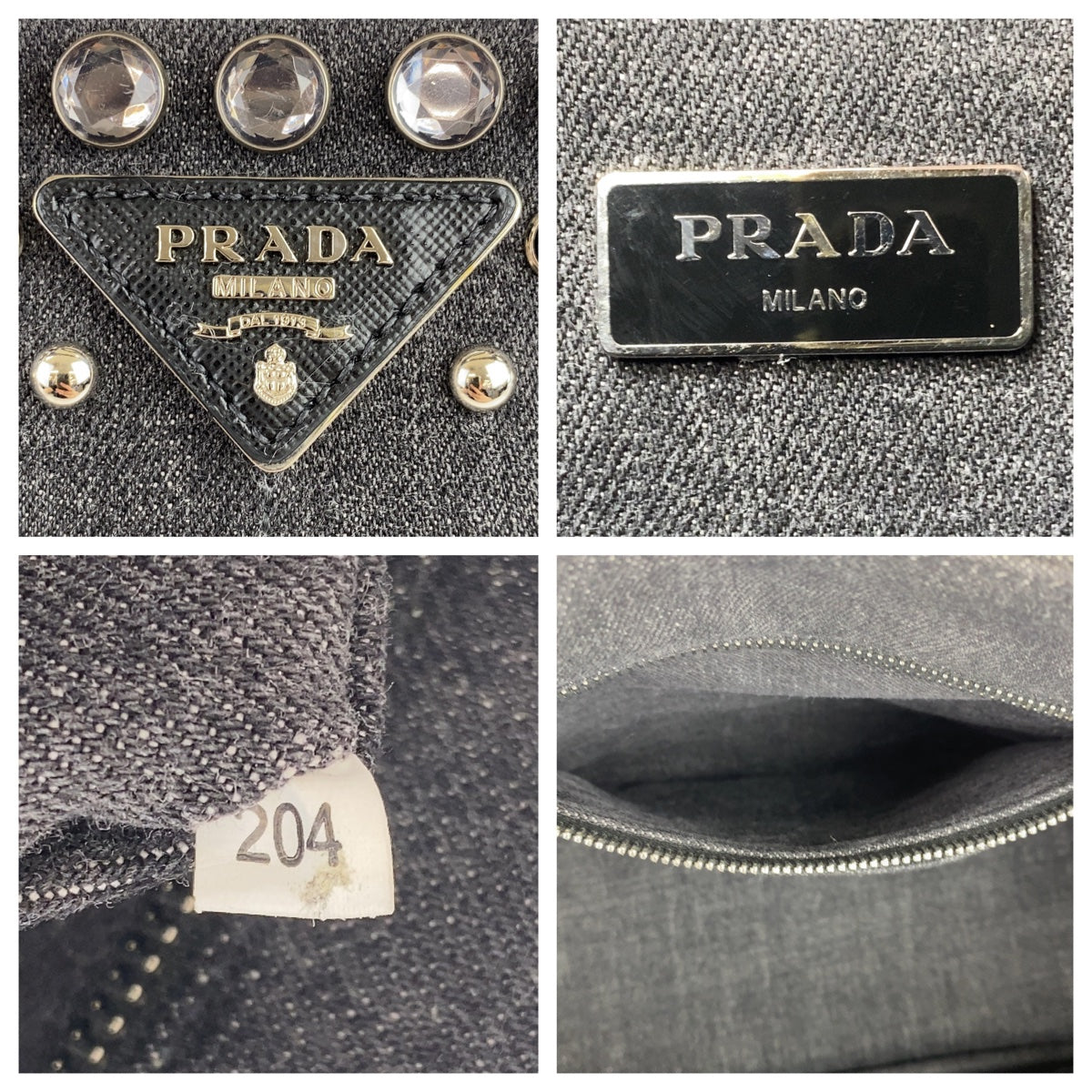 Prada Denim Bijou Canapa Tote Bag 407803 in Very Good Condition