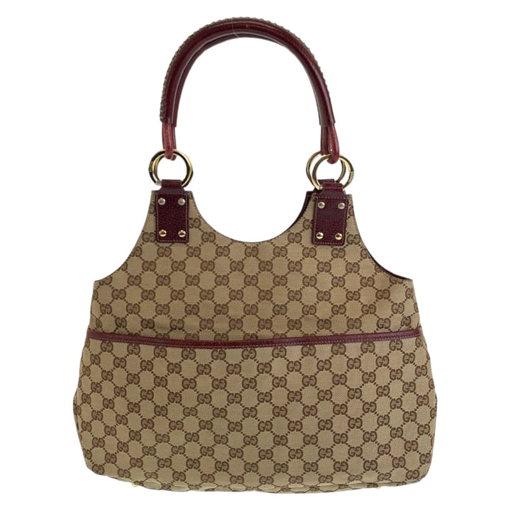 Gucci GG Canvas Shoulder Bag Beige Bordeaux