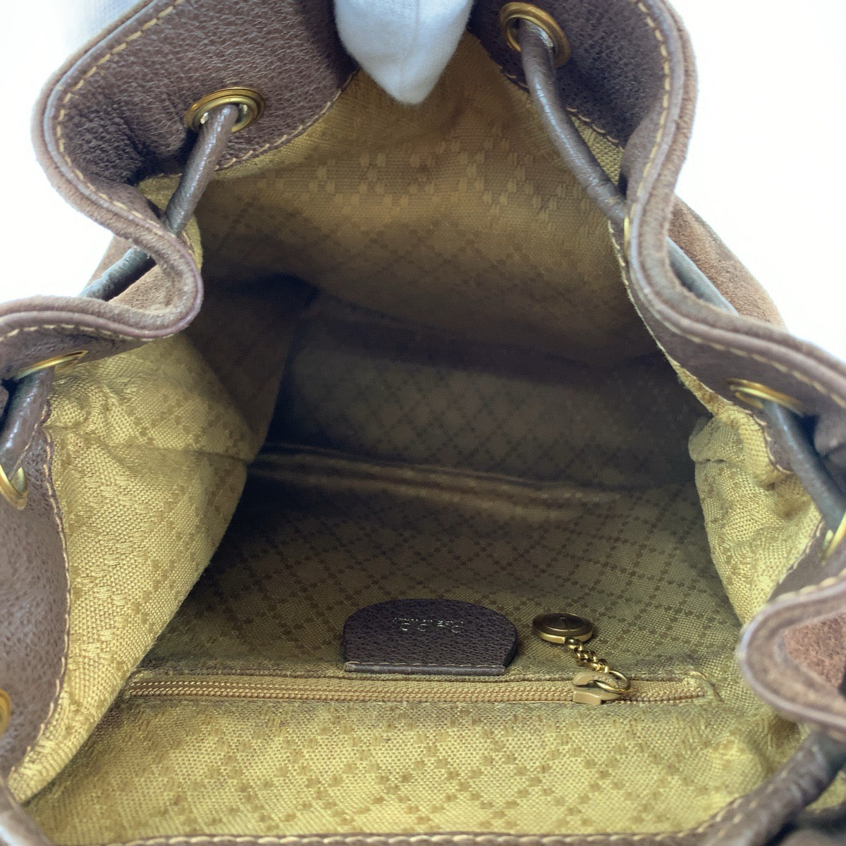 Gucci Suede Bamboo Backpack Brown Gold Hardware