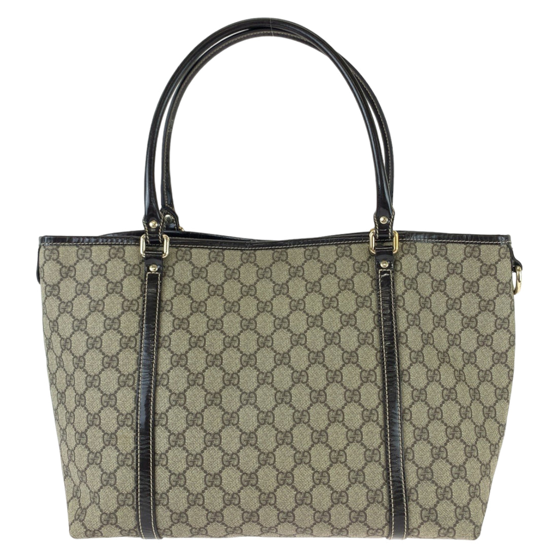 Gucci GG Supreme Canvas Leather Tote Bag