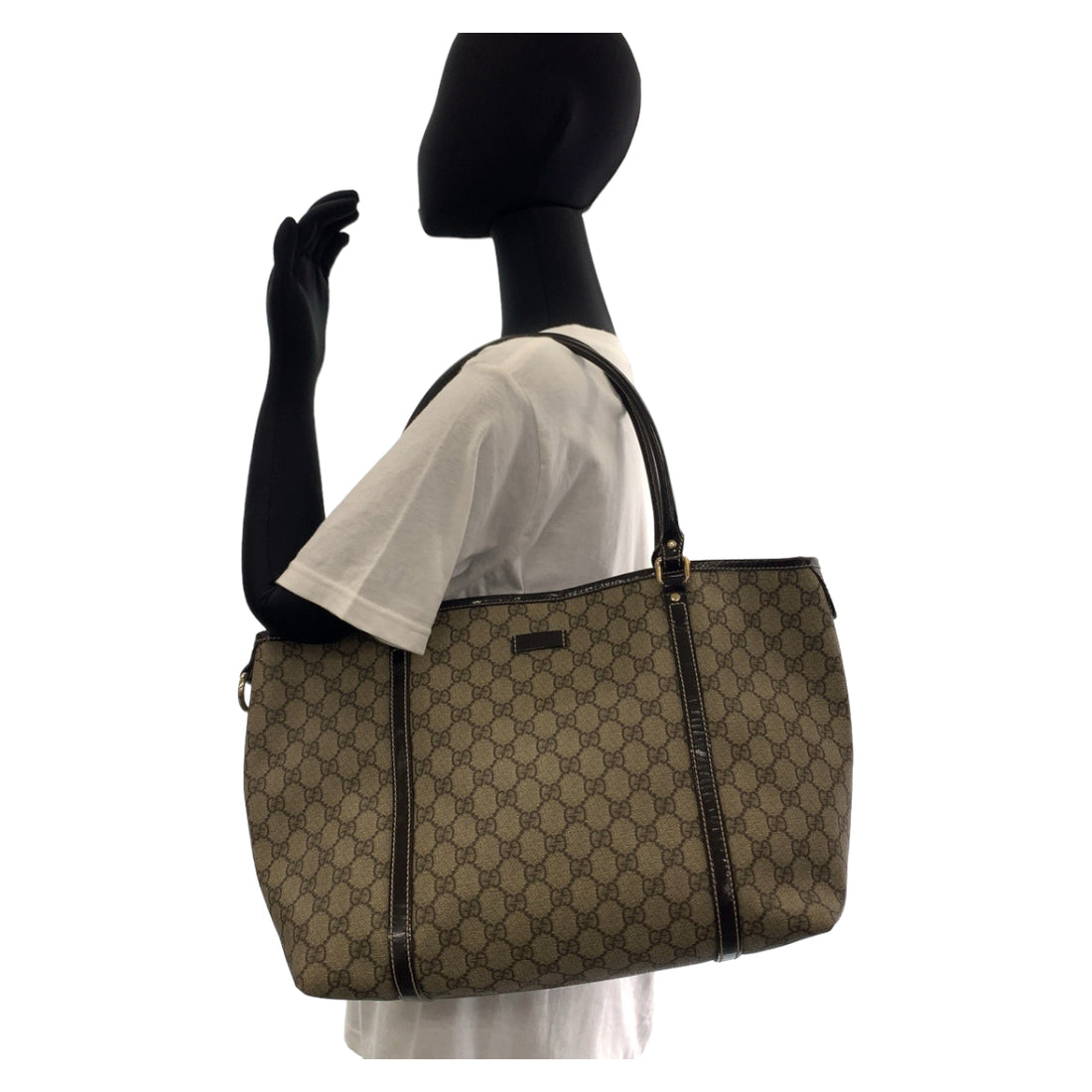 Gucci GG Supreme Canvas Leather Tote Bag