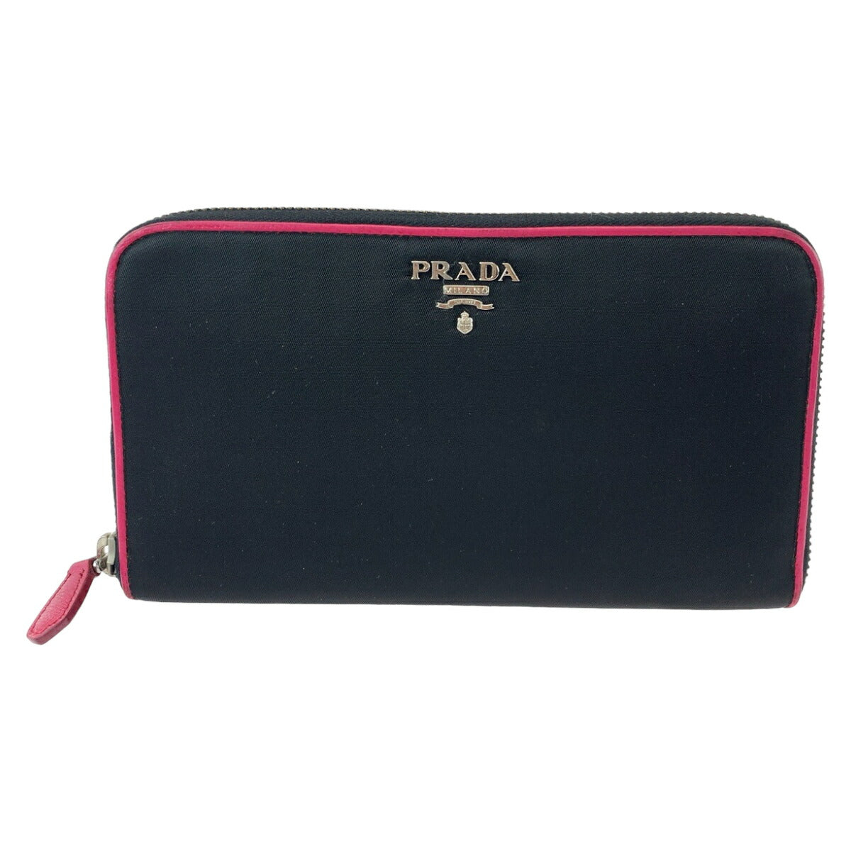 Prada Nylon Tessuto Long Wallet Black Pink