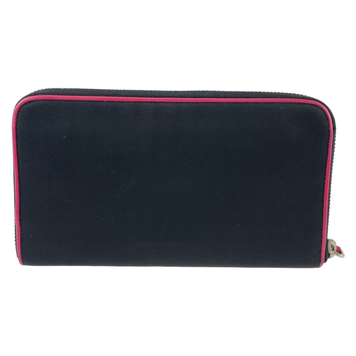 Prada Nylon Tessuto Long Wallet Black Pink in Very Good Condition