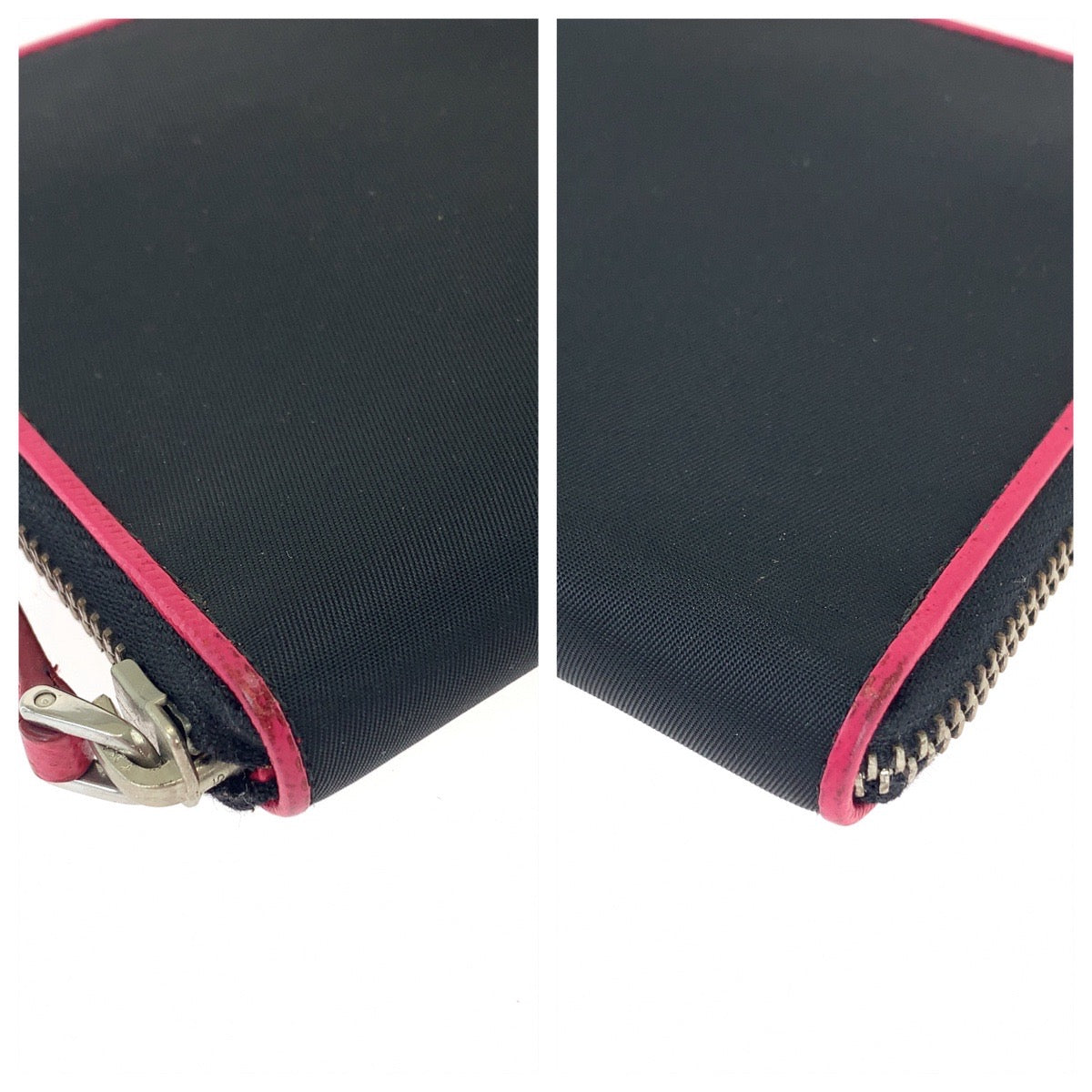 Prada Nylon Tessuto Long Wallet Black Pink in Very Good Condition