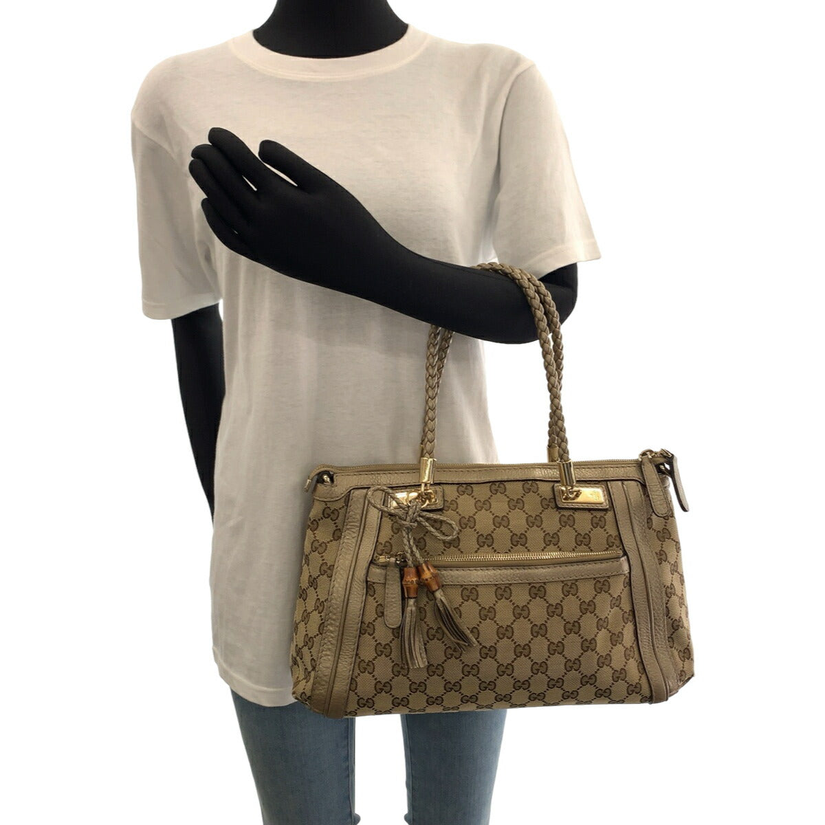 Gucci Bella Bamboo Ribbon Tassel Tote Bag