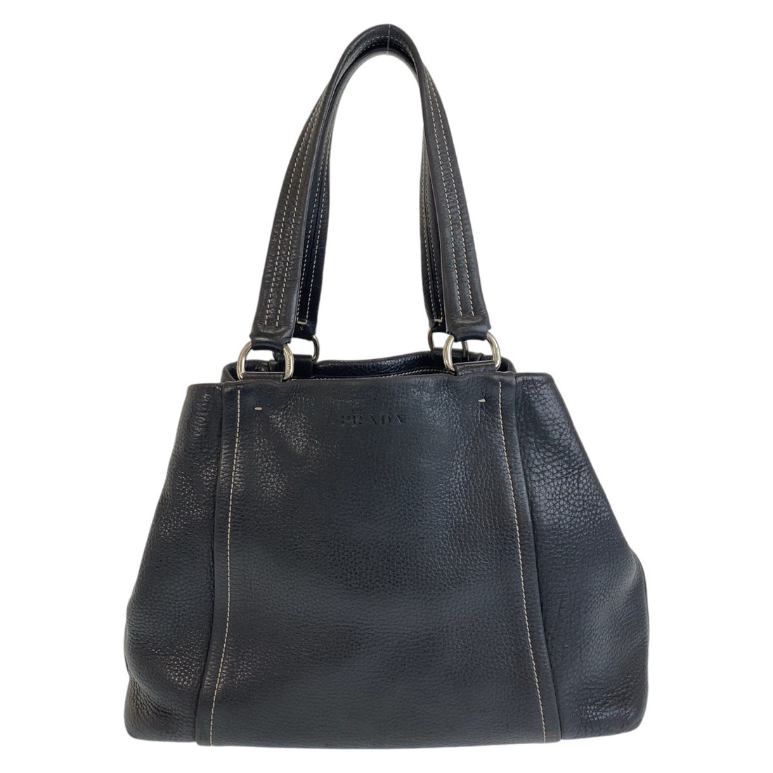 Prada Black Leather Tote Shoulder Bag