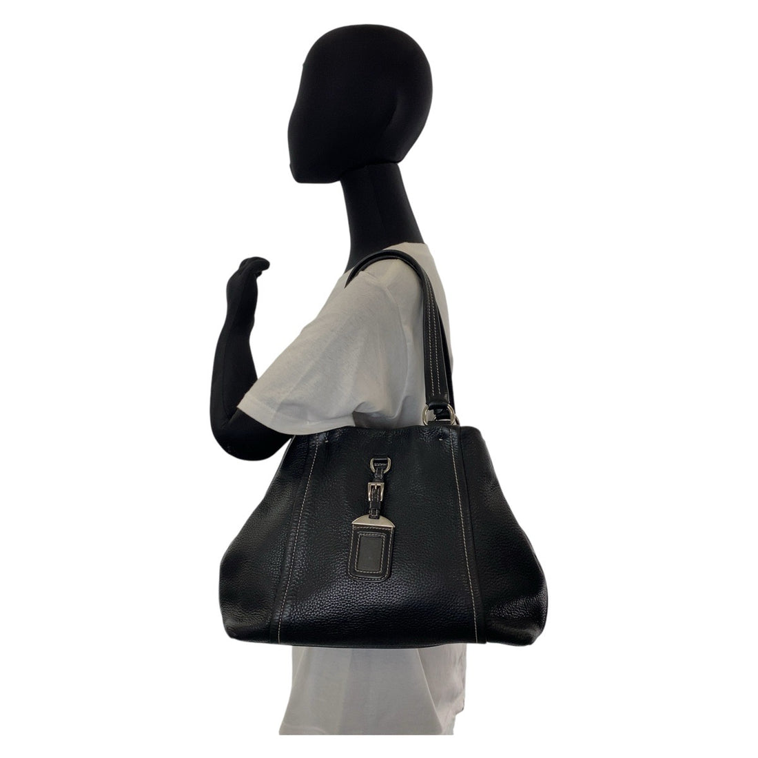 Prada Black Leather Tote Shoulder Bag