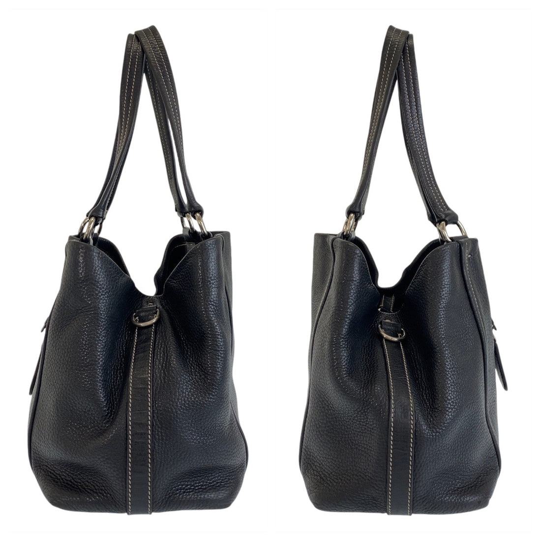 Prada Black Leather Tote Shoulder Bag