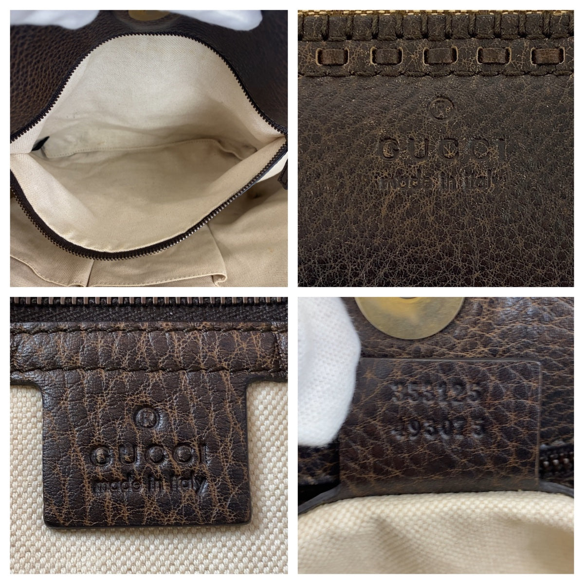 Gucci Bamboo GG Canvas Leather Tote Bag