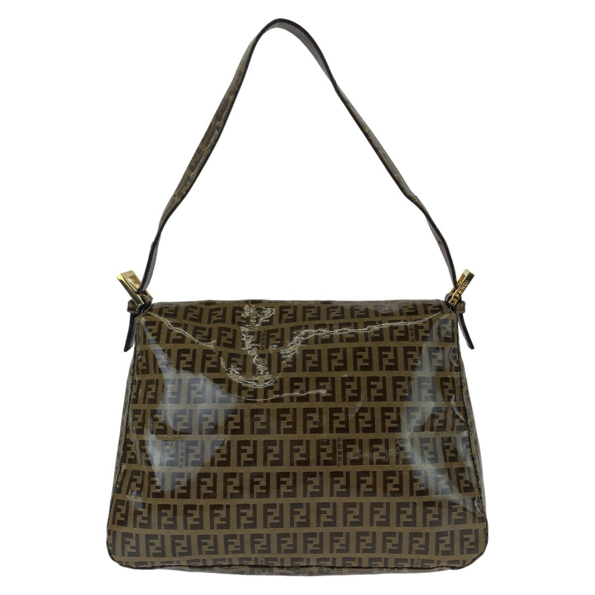 Fendi Mamma Bucket Coated Canvas Leather Shoulder Bag