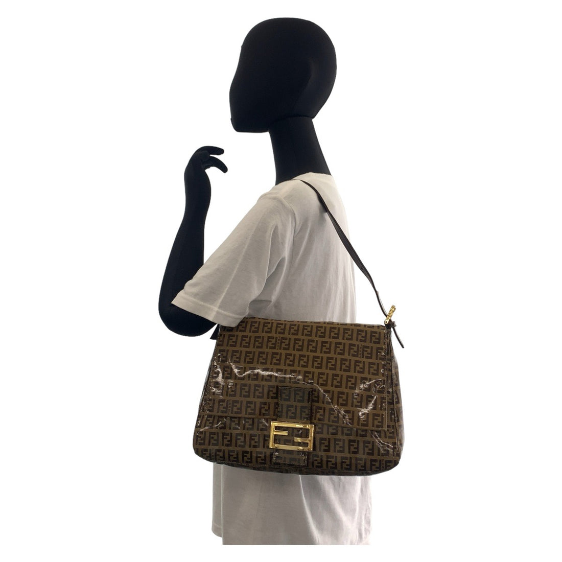 Fendi Mamma Bucket Coated Canvas Leather Shoulder Bag