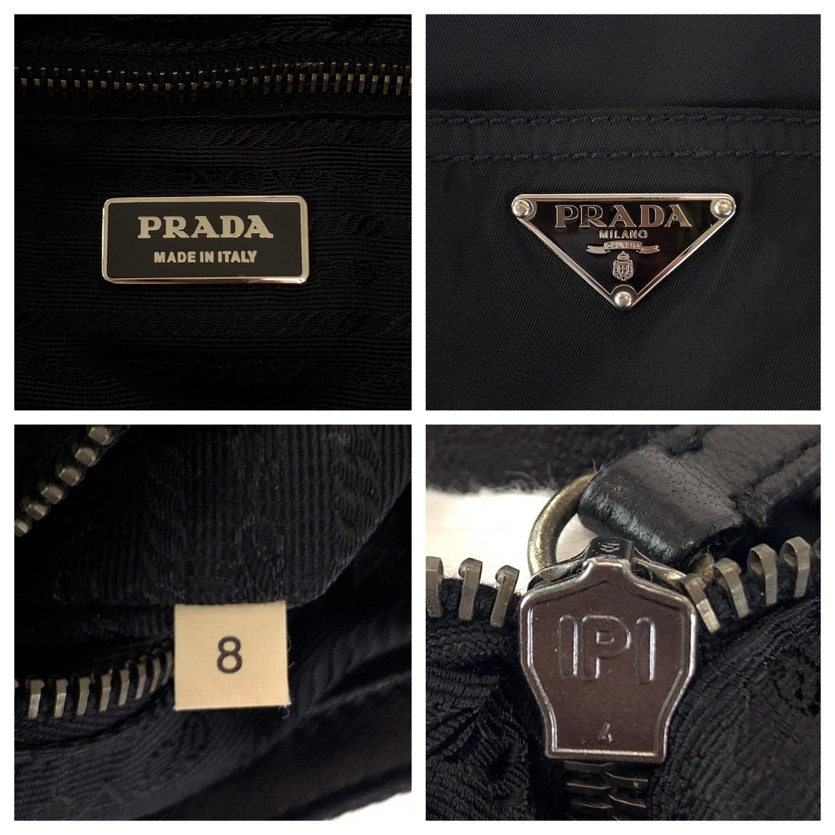 Prada Nylon/Leather Tessuto Triangle Logo Plate Shoulder Bag in Very Good Condition