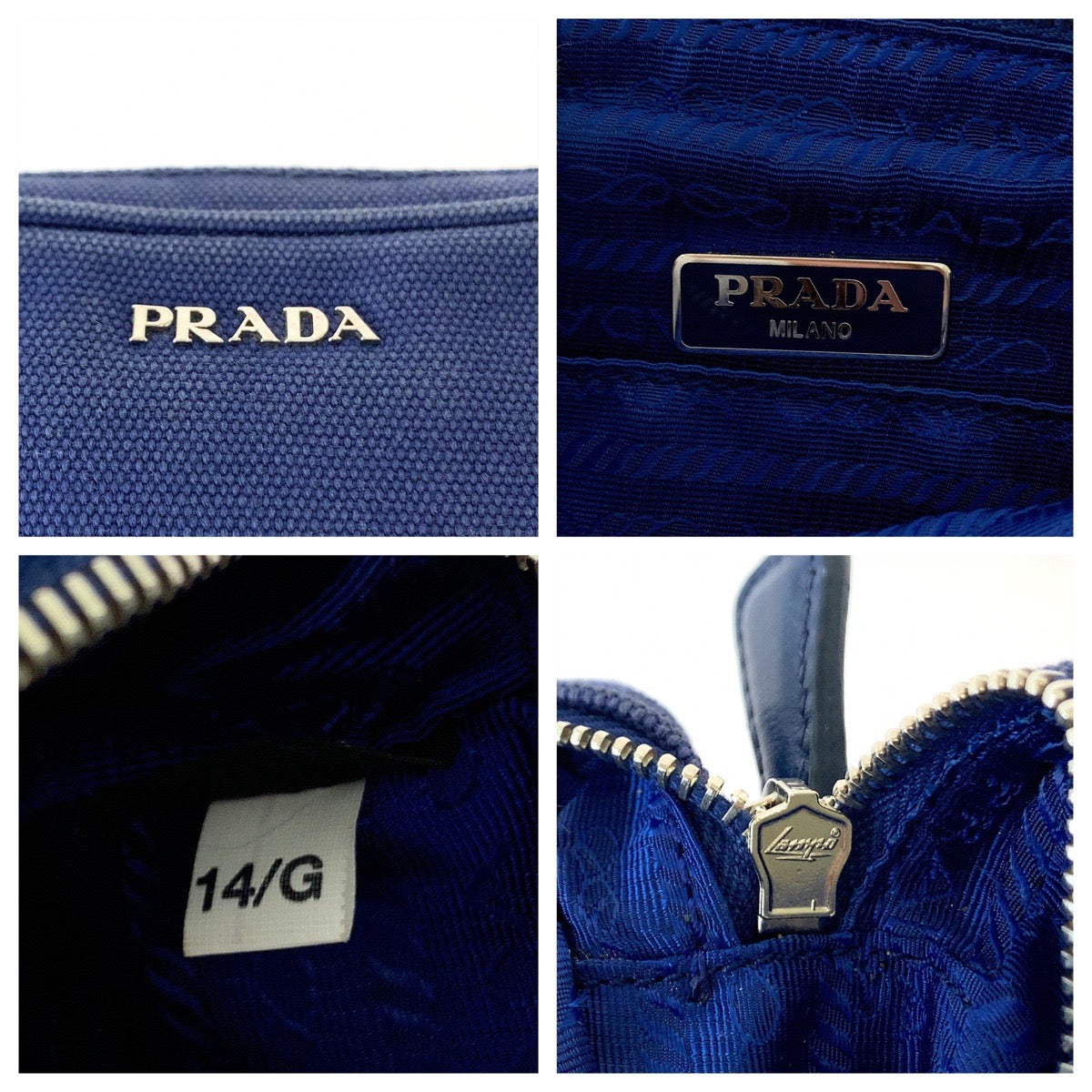 Prada Blue Canvas Mini Handbag Clutch