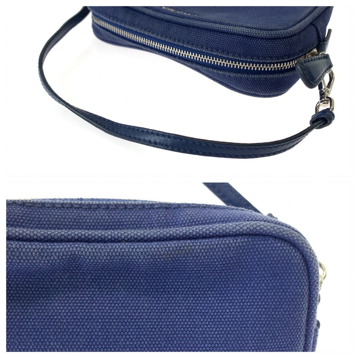 Prada Blue Canvas Mini Handbag Clutch