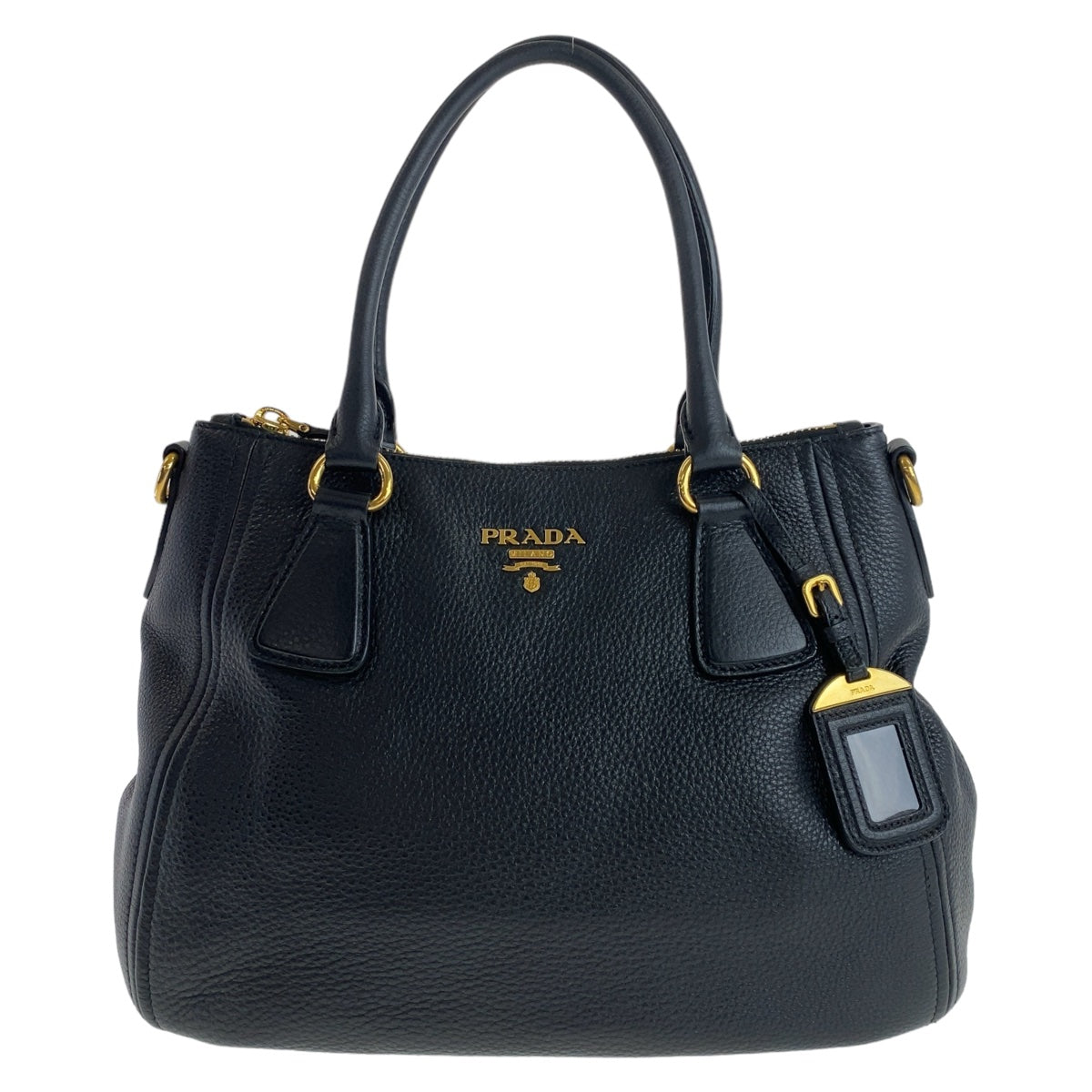 Prada Vitello Daino Leather Handbag Tote Black in Great Condition