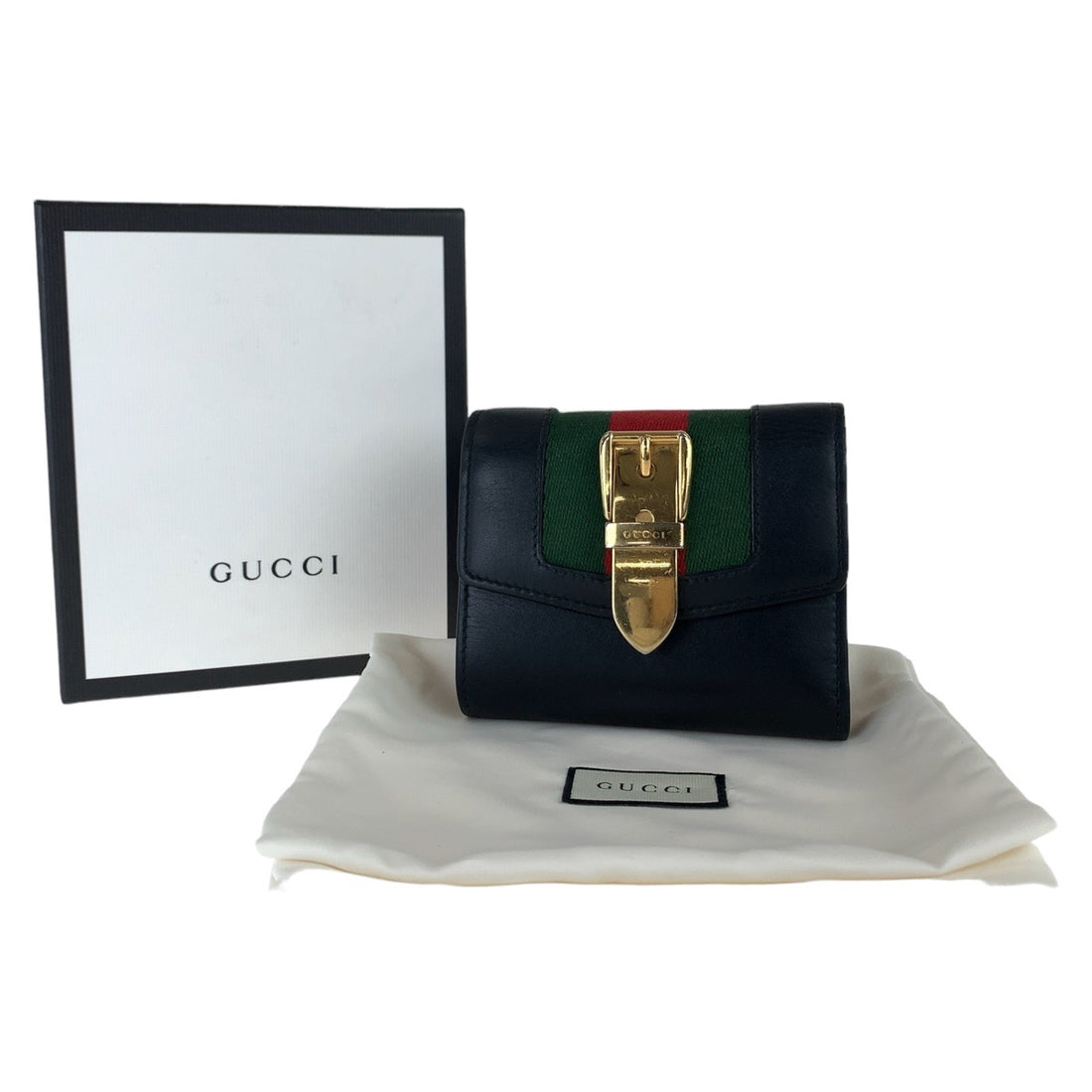 Gucci Leather Sylvie Compact Wallet Black