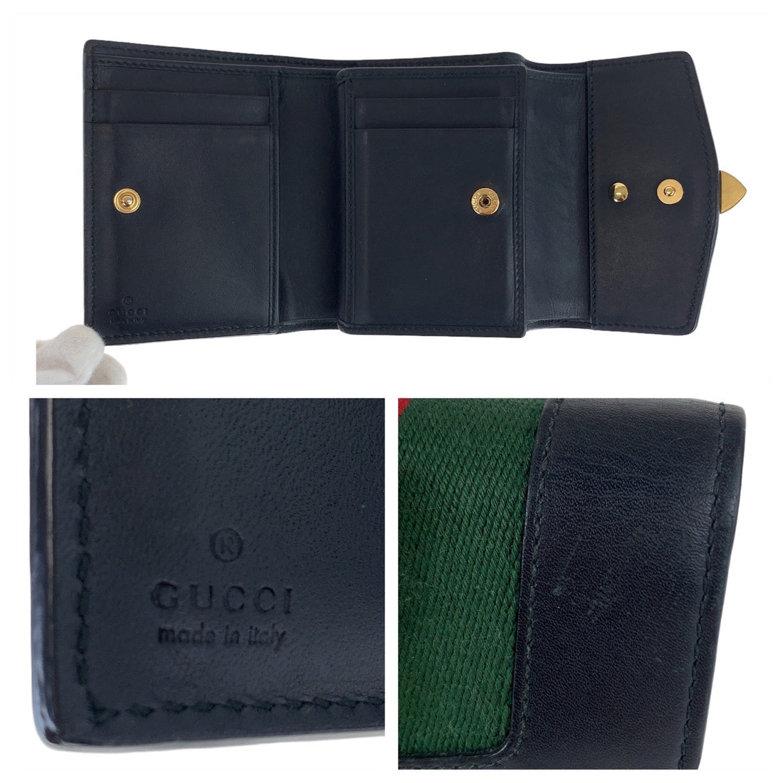 Gucci Leather Sylvie Compact Wallet Black