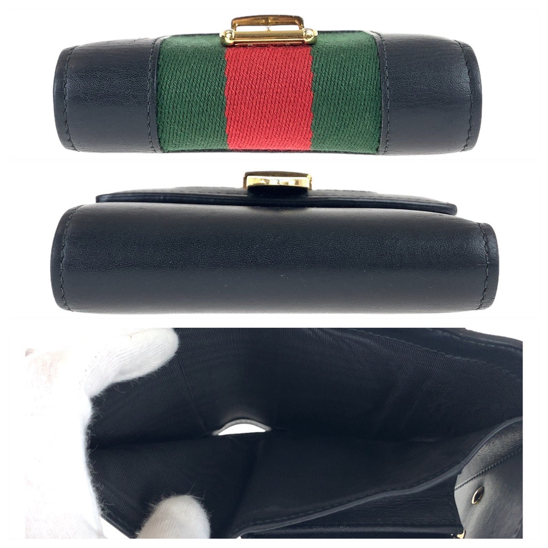 Gucci Leather Sylvie Compact Wallet Black