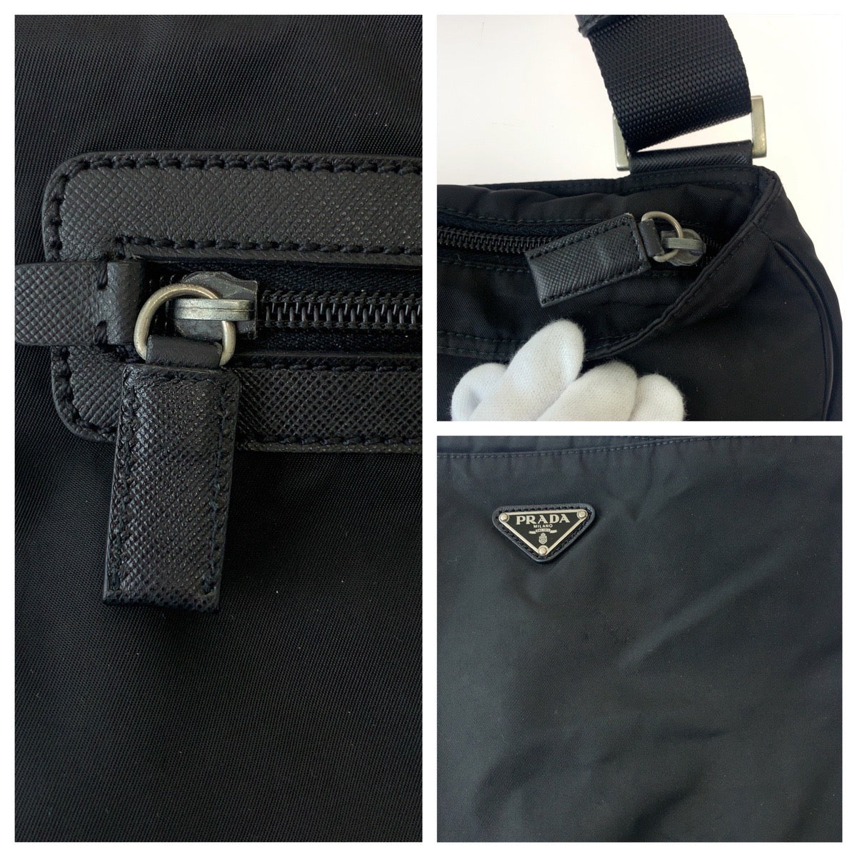 Prada Nylon Tessuto Triangle Logo Shoulder Bag