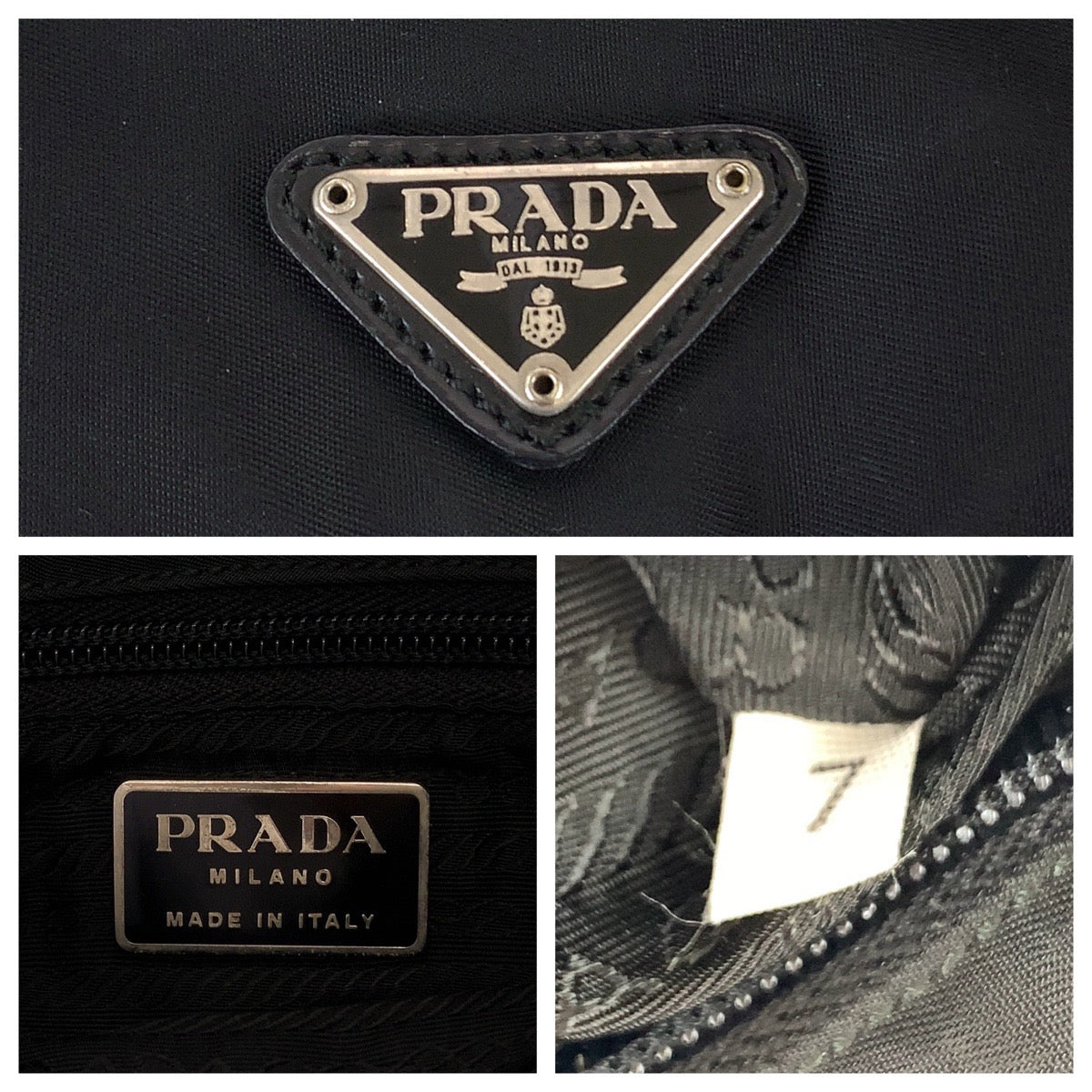 Prada Nylon Tessuto Logo Plate Shoulder Bag