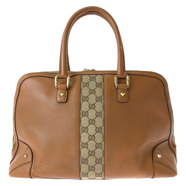 Gucci Leather Handbag Brown Gold Hardware