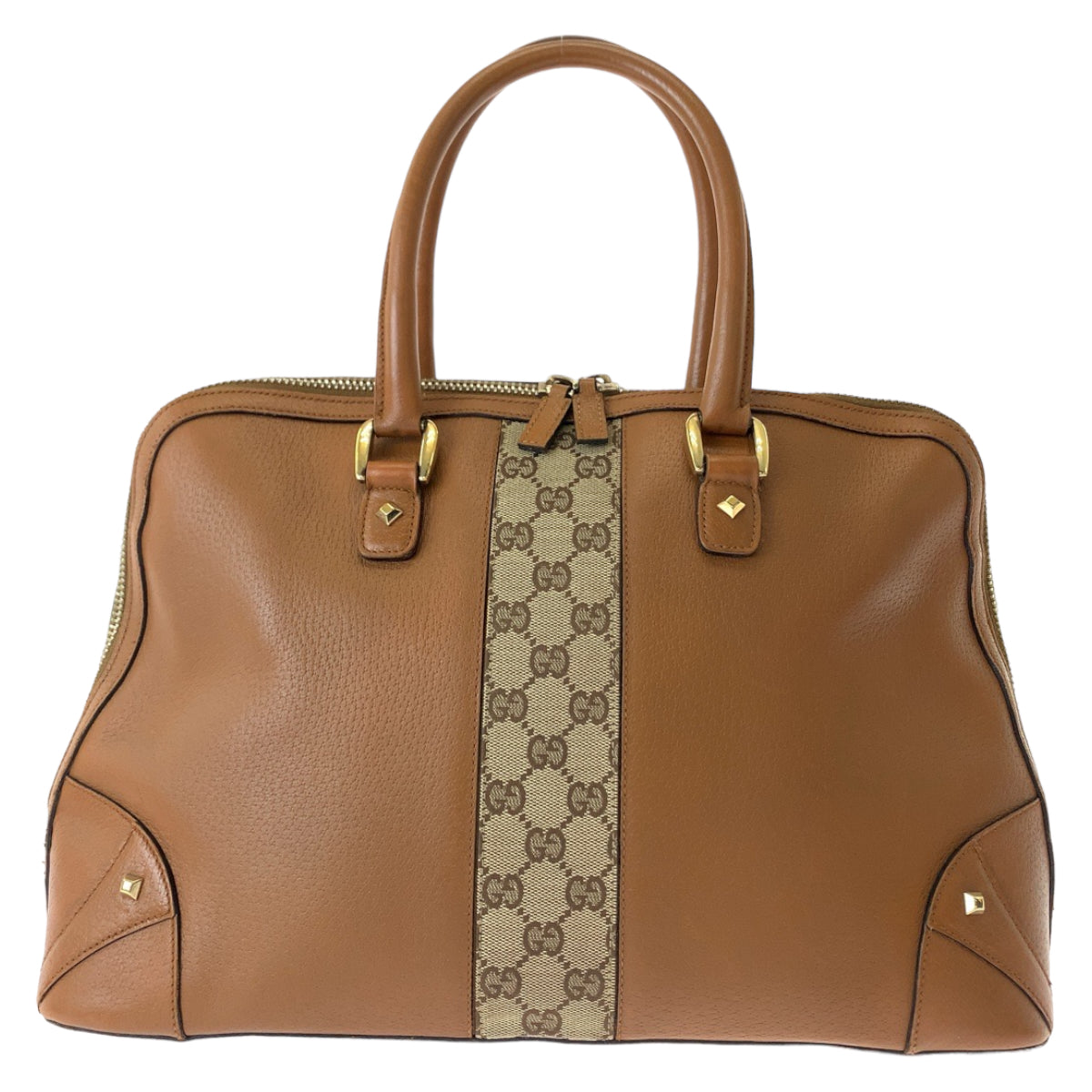 Gucci Leather Handbag Brown Gold Hardware