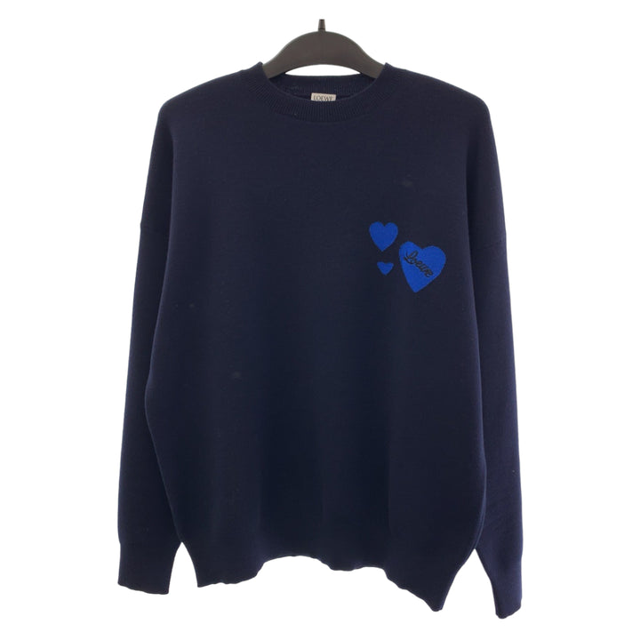 Loewe Wool Heart Logo Sweater Navy Blue in Very Good Condition