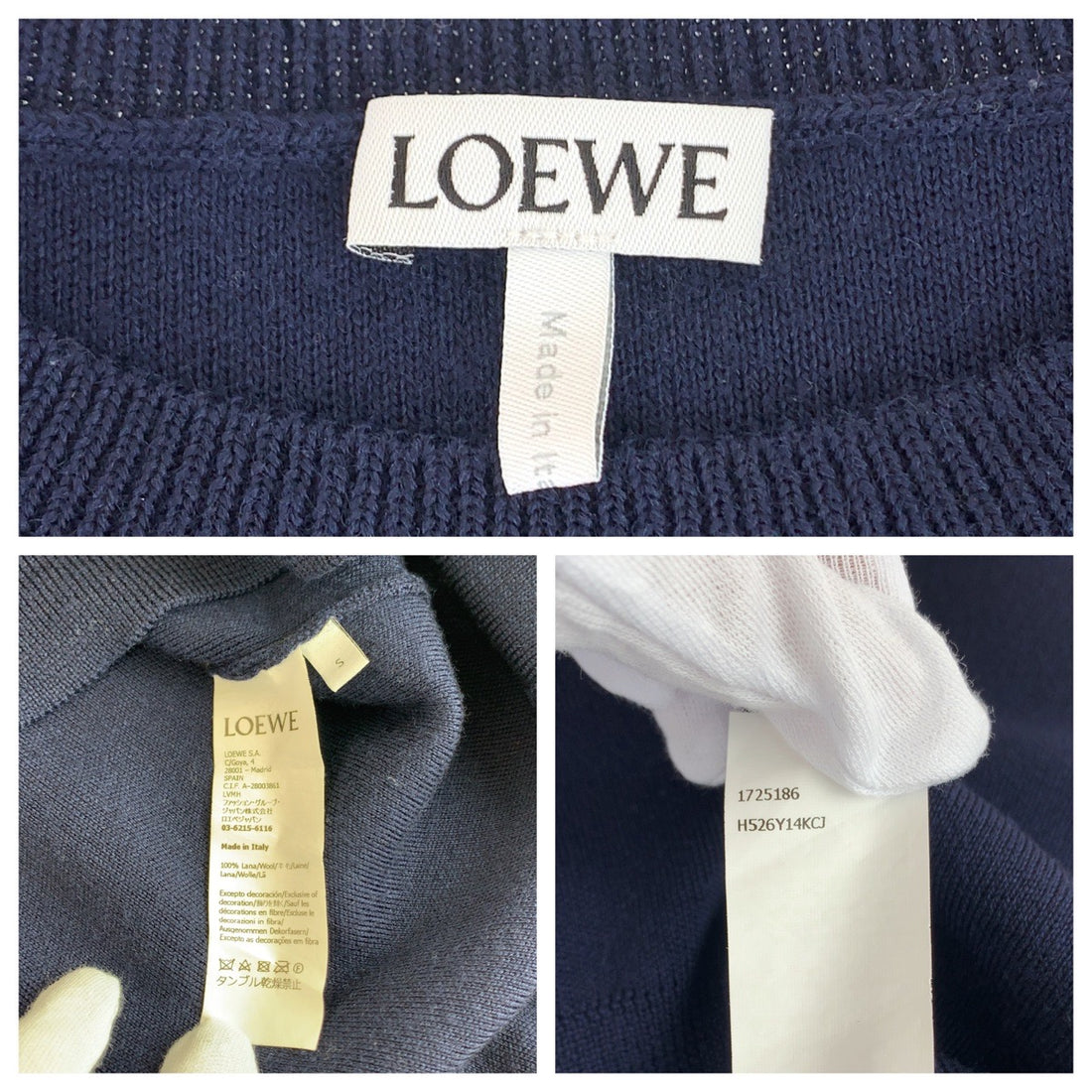 Loewe Wool Heart Logo Sweater Navy Blue in Very Good Condition