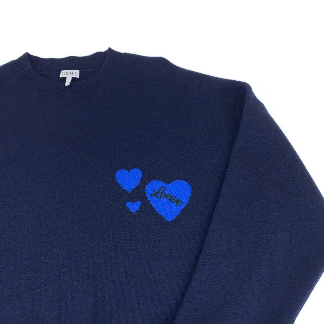 Loewe Wool Heart Logo Sweater Navy Blue in Very Good Condition