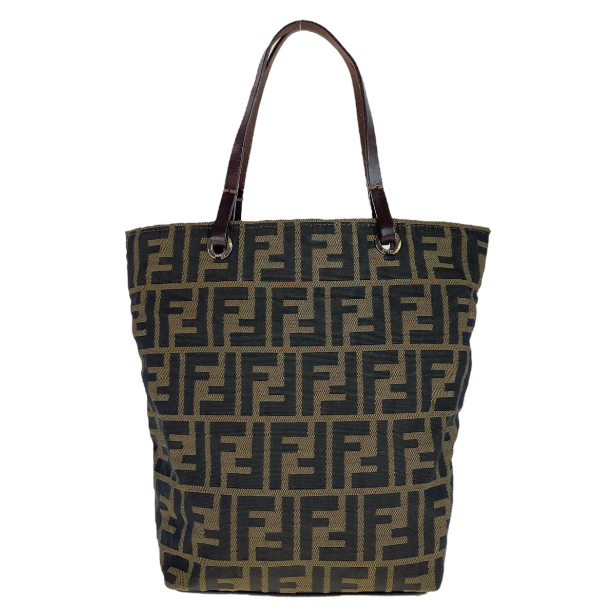 Fendi Zucca Canvas Leather Tote Bag