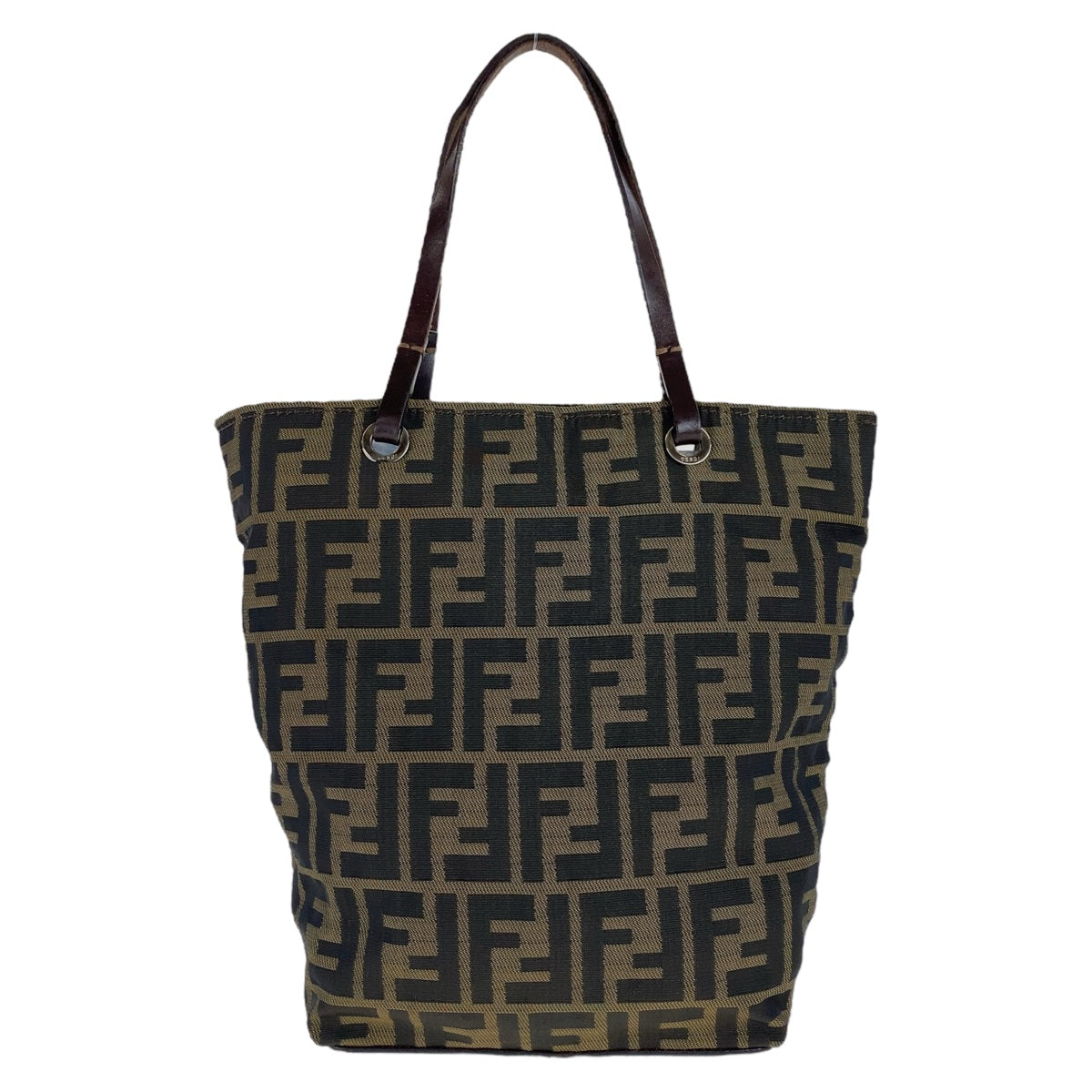 Fendi Zucca Canvas Leather Tote Bag