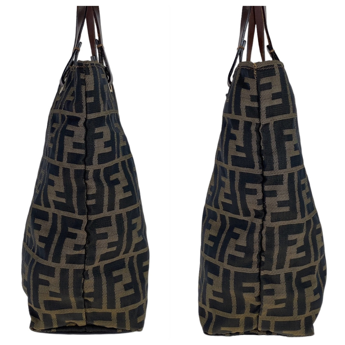 Fendi Zucca Canvas Leather Tote Bag