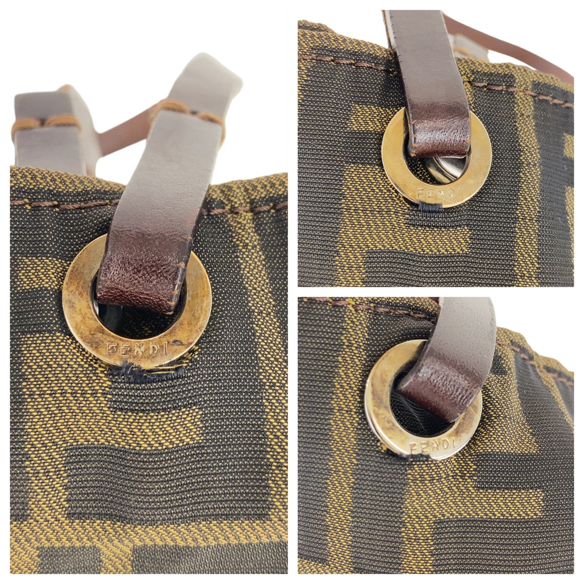 Fendi Zucca Canvas Leather Tote Bag